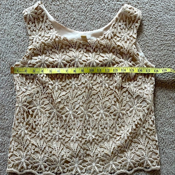 SOLD Embroidered Lace Overlay Chiffon Sleeveless Blouse Size 8P - Picture 9 of 11